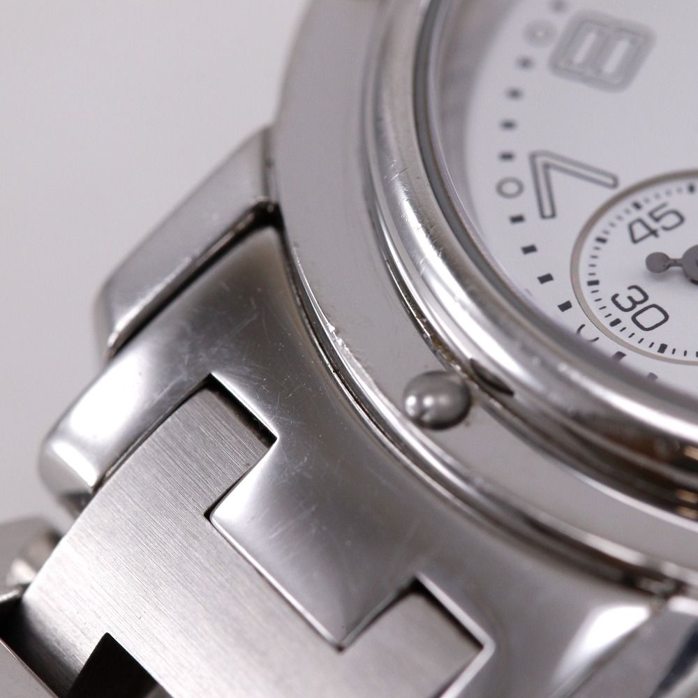 Hermes Clipper Stainless Steel Quartz Chronograph Watch with White Dial — view 8
