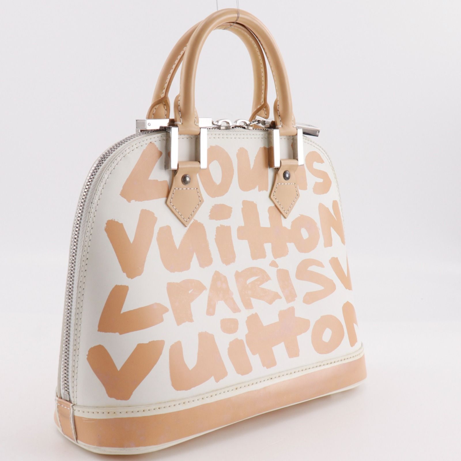 Louis Vuitton Alma PM Graffiti Calfskin Beige White Handbag — view 3