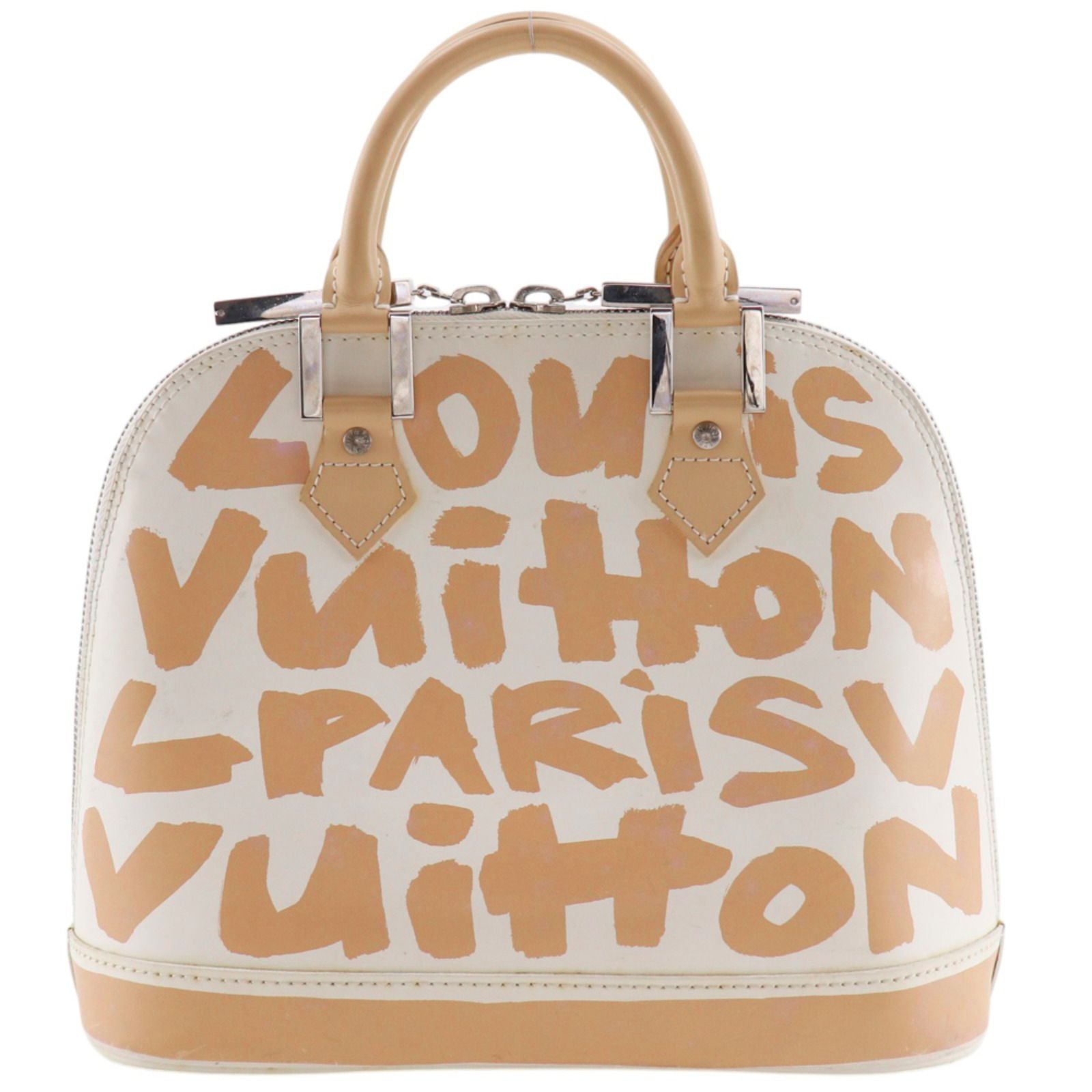 Louis Vuitton Alma PM Graffiti Calfskin Beige White Handbag