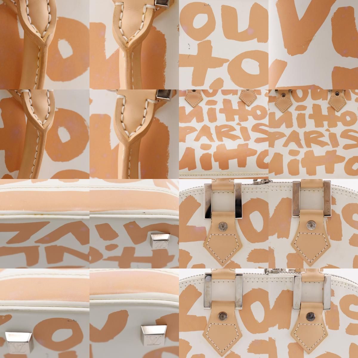 Louis Vuitton Alma PM Graffiti Calfskin Beige White Handbag — view 9