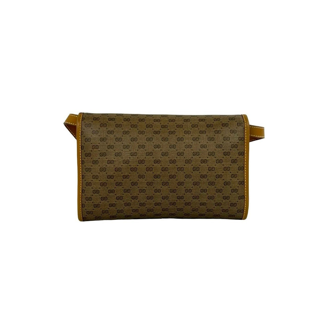 Gucci Vintage Micro GG Pattern Logo Leather Mini Shoulder Bag Pochette Brown — view 3