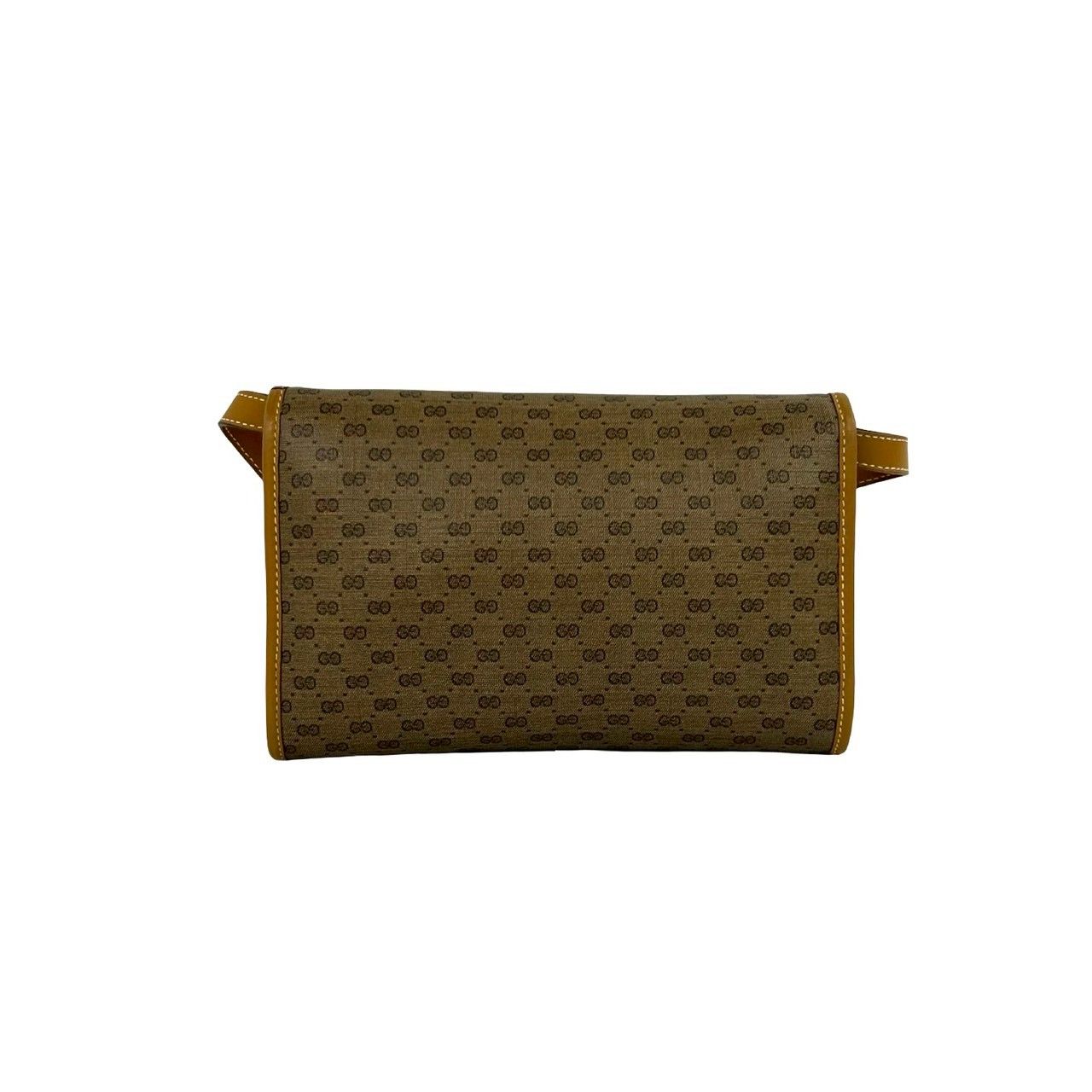 Gucci Vintage Micro GG Pattern Logo Leather Mini Shoulder Bag Pochette Brown — view 3