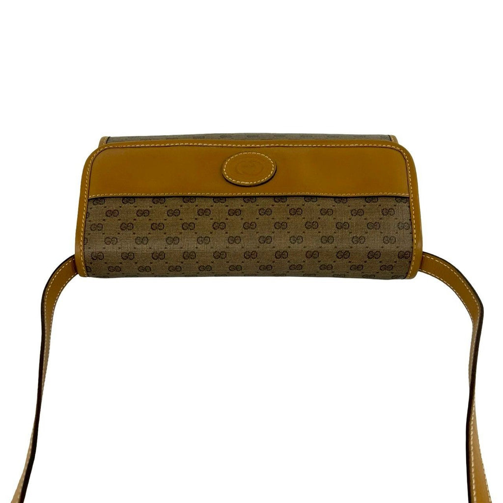 Gucci Vintage Micro GG Pattern Logo Leather Mini Shoulder Bag Pochette Brown — view 4