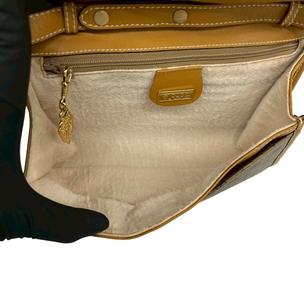 Gucci Vintage Micro GG Pattern Logo Leather Mini Shoulder Bag Pochette Brown — view 9