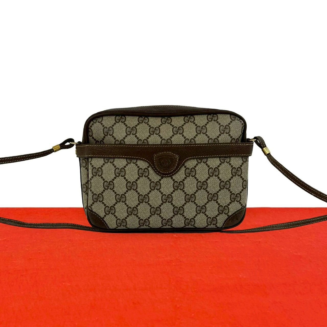 Gucci Vintage GG Logo Pattern Leather Mini Shoulder Bag Pochette Brown
