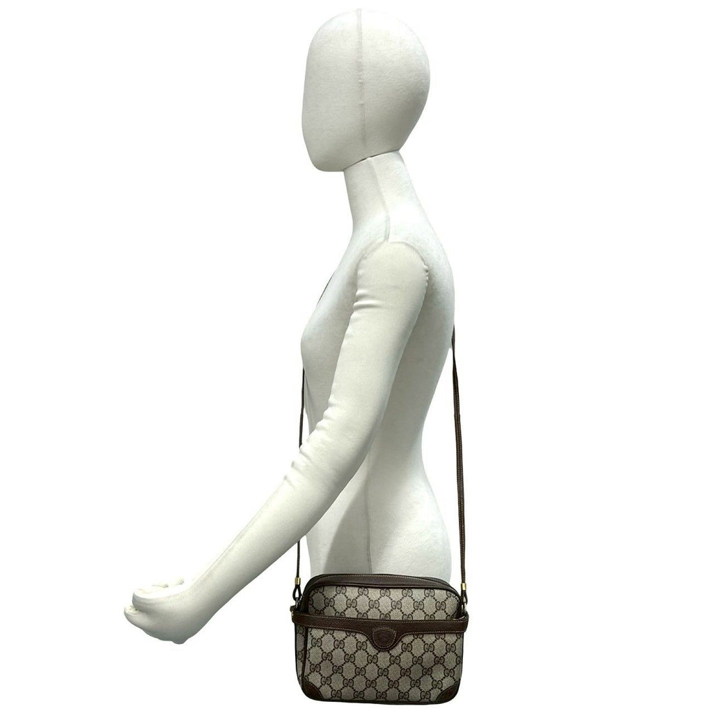 Gucci Vintage GG Logo Pattern Leather Mini Shoulder Bag Pochette Brown — view 2