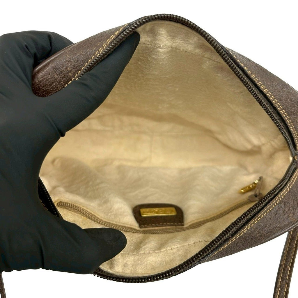 Gucci Vintage GG Logo Pattern Leather Mini Shoulder Bag Pochette Brown — view 9