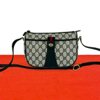 Gucci Vintage Sherry Line GG Logo Pattern Leather Shoulder Bag Pochette Navy