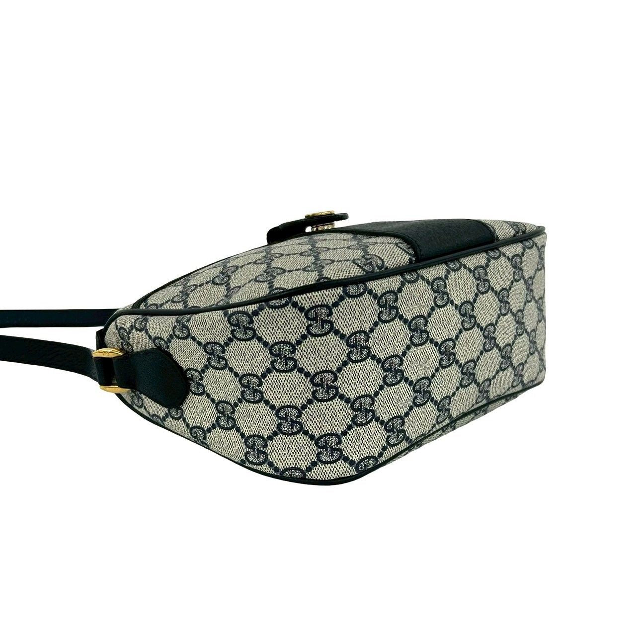Gucci Vintage Sherry Line GG Logo Pattern Leather Shoulder Bag Pochette Navy — view 7