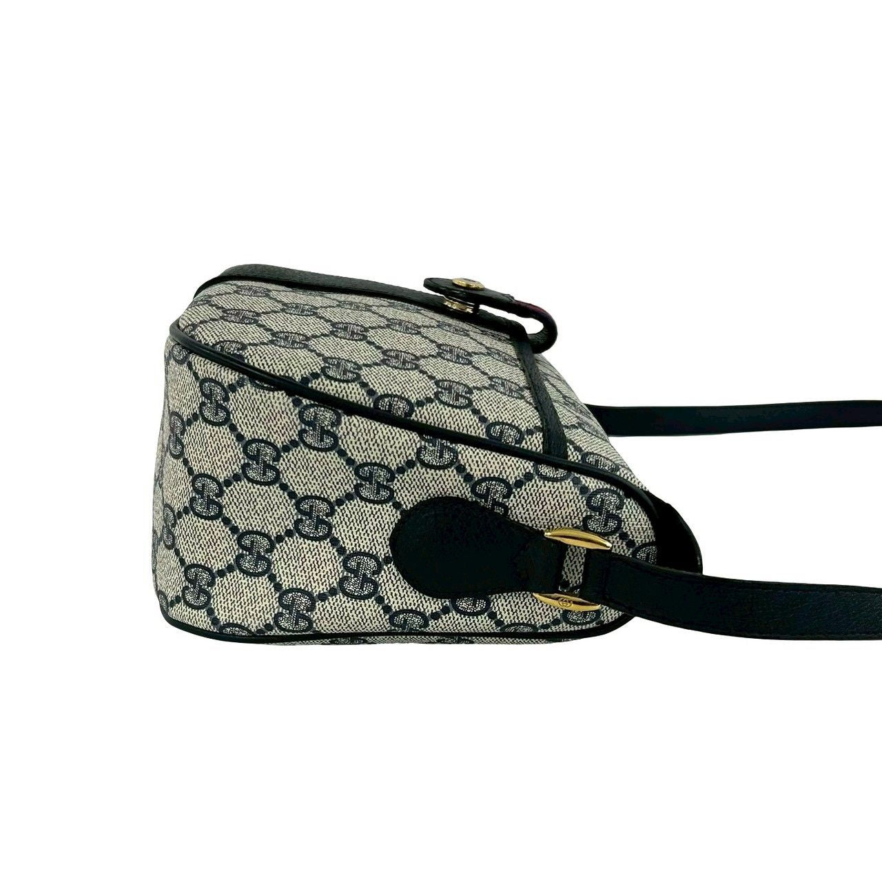 Gucci Vintage Sherry Line GG Logo Pattern Leather Shoulder Bag Pochette Navy — view 6