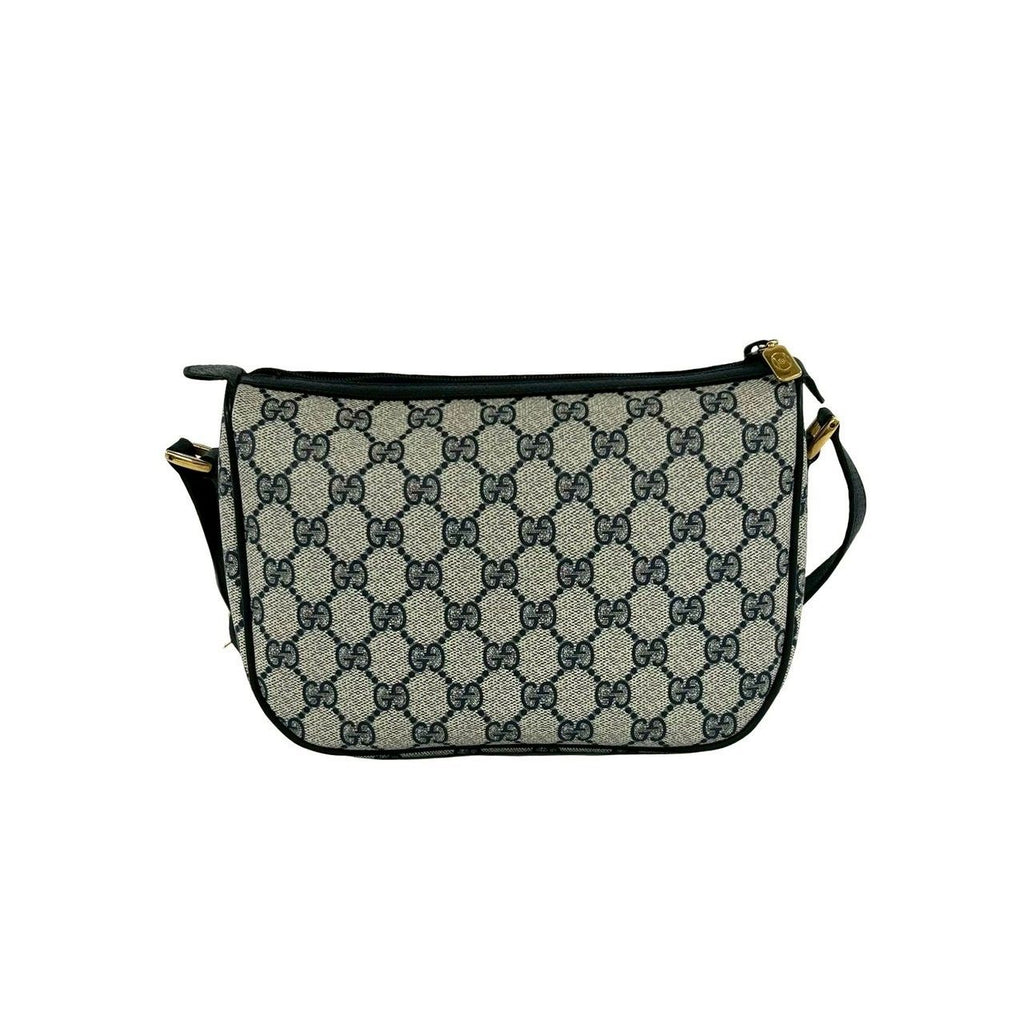 Gucci Vintage Sherry Line GG Logo Pattern Leather Shoulder Bag Pochette Navy — view 3