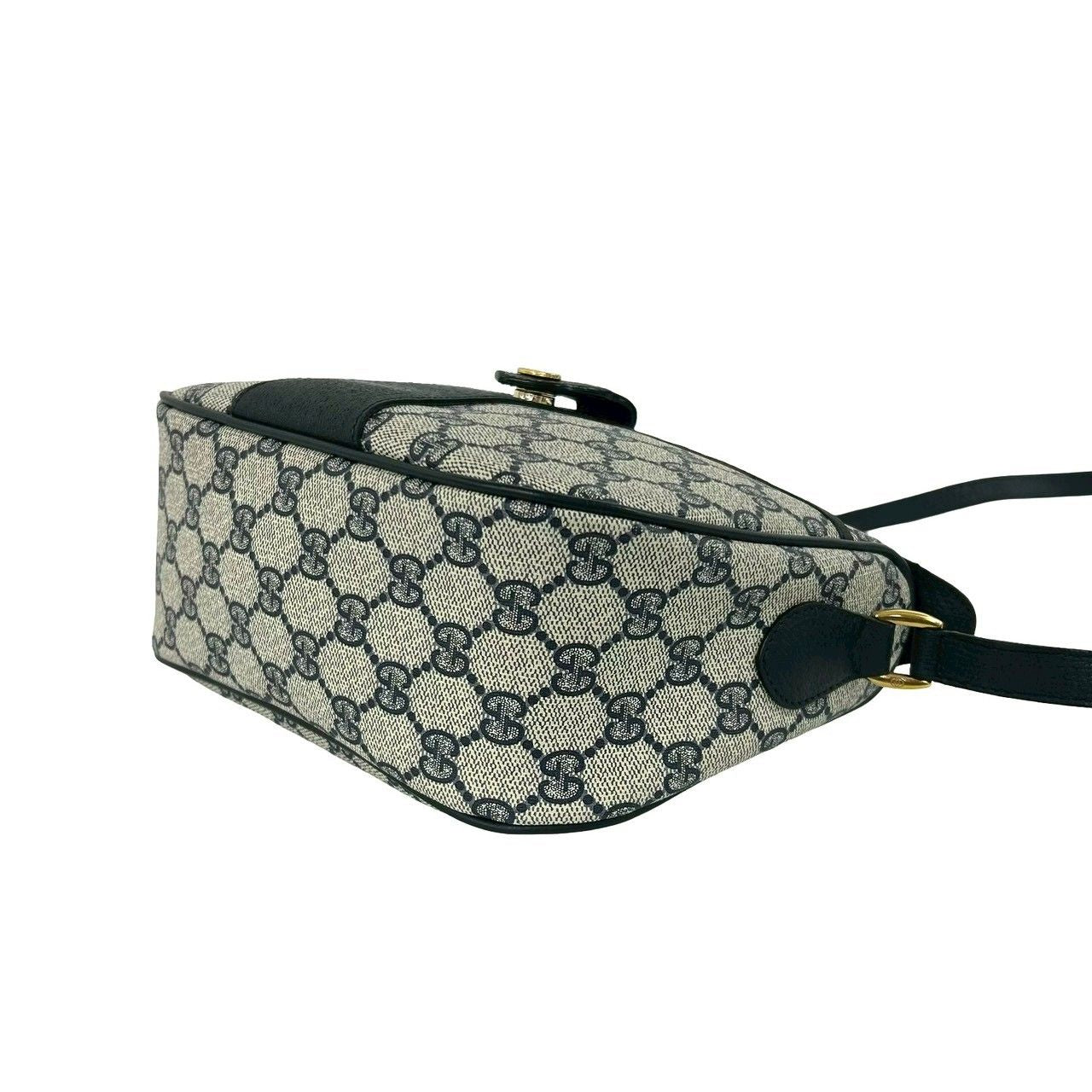 Gucci Vintage Sherry Line GG Logo Pattern Leather Shoulder Bag Pochette Navy — view 8
