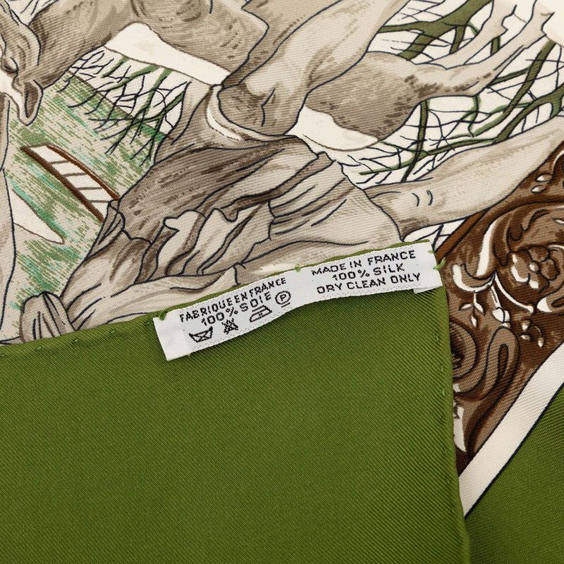 Hermes Carre 90 L'hiver Winter Scarf Oversized Green Multicolor Silk — view 7