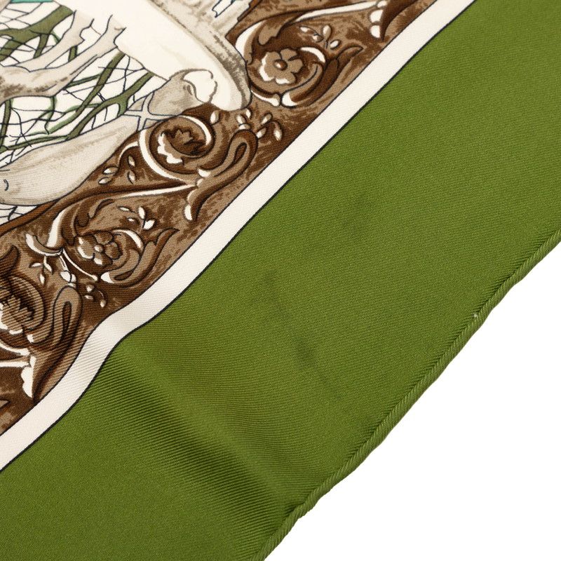 Hermes Carre 90 L'hiver Winter Scarf Oversized Green Multicolor Silk — view 3
