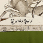 Hermes Carre 90 L'hiver Winter Scarf Oversized Green Multicolor Silk — view 5