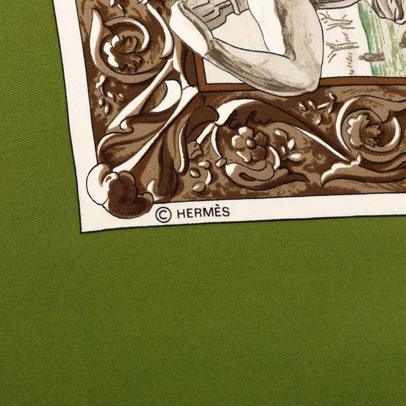 Hermes Carre 90 L'hiver Winter Scarf Oversized Green Multicolor Silk — view 6
