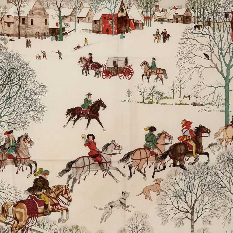 Hermes Carre 90 L'hiver Winter Scarf Oversized Green Multicolor Silk — view 2
