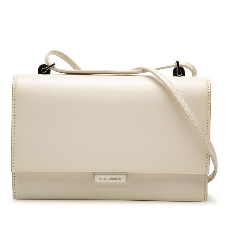 Saint Laurent Crossbody Flap Shoulder Bag White Leather