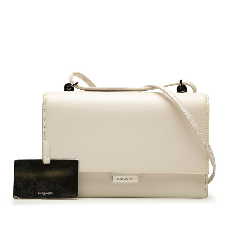 Saint Laurent Crossbody Flap Shoulder Bag White Leather — view 7