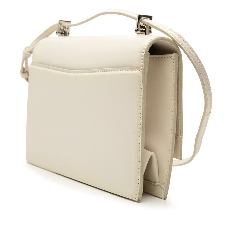 Saint Laurent Crossbody Flap Shoulder Bag White Leather — view 2