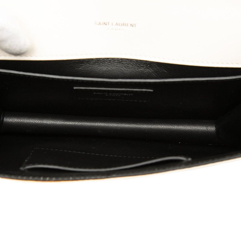Saint Laurent Crossbody Flap Shoulder Bag White Leather — view 4