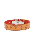 Louis Vuitton Bracelet Monogram Luck Brown Gold Leather Metal — view 3