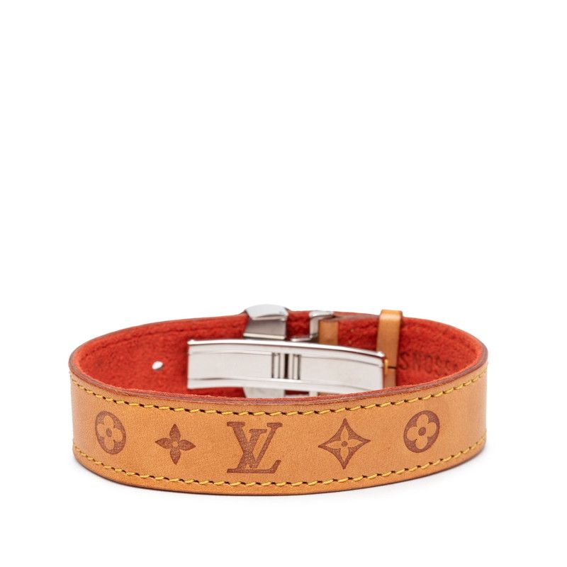 Louis Vuitton Bracelet Monogram Luck Brown Gold Leather Metal — view 3