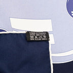 Hermes Carre 90 Bal de Bulles Scarf Oversized Navy Silk — view 6
