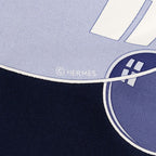 Hermes Carre 90 Bal de Bulles Scarf Oversized Navy Silk — view 5