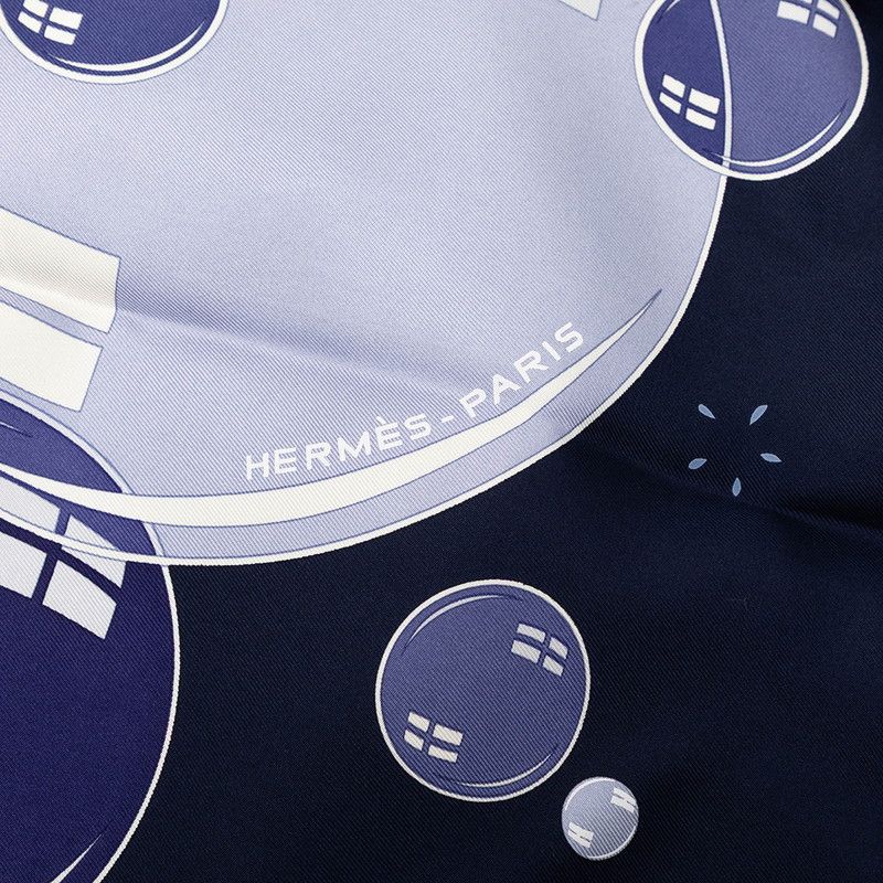 Hermes Carre 90 Bal de Bulles Scarf Oversized Navy Silk — view 4