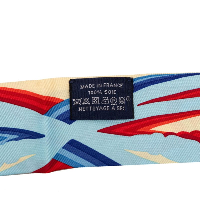 Hermes Twilly Brides de Gala Shadow Scarf Red Blue Multicolor Silk — view 4