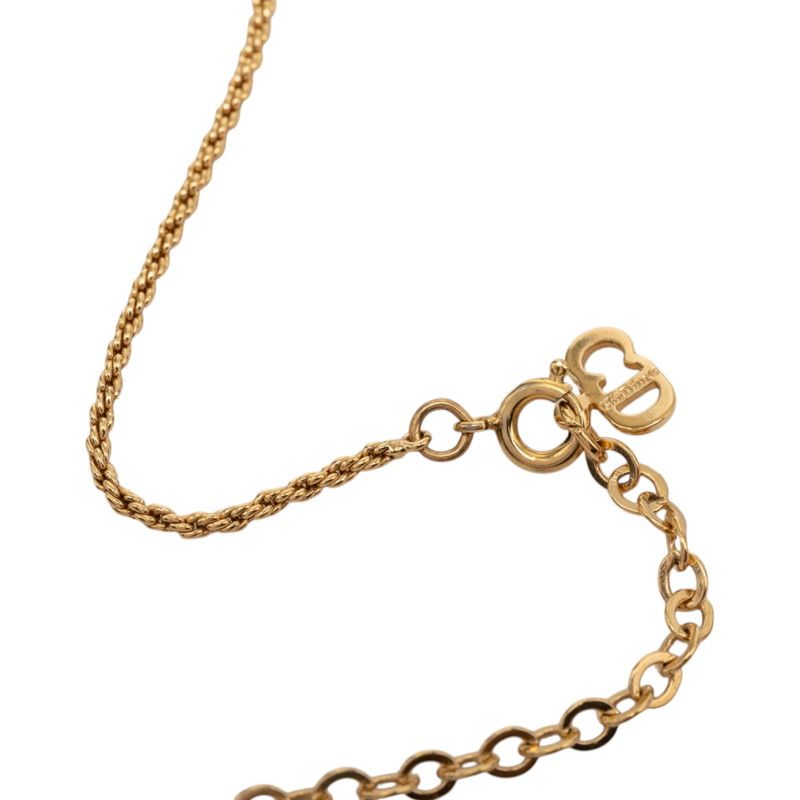 Dior CD Logo Oval Chain Pendant Gold Plated Rhinestone — view 4