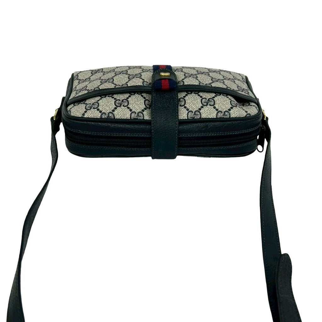 Gucci Vintage Sherry Line GG Logo Pattern Leather Shoulder Bag Navy — view 4