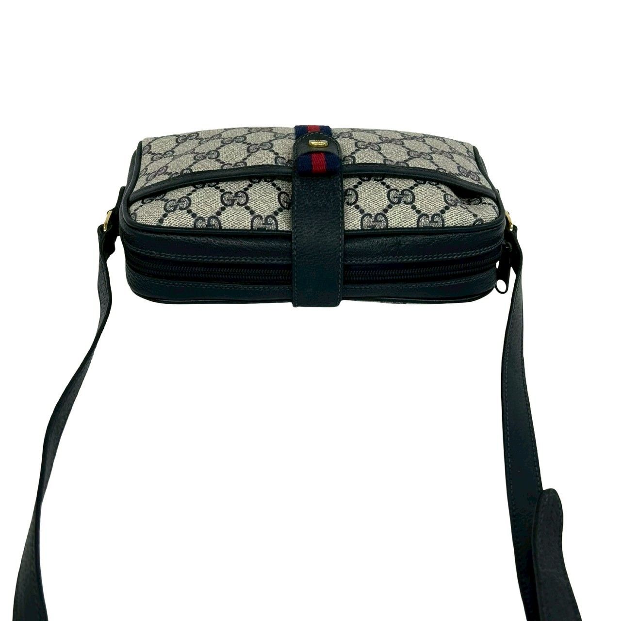Gucci Vintage Sherry Line GG Logo Pattern Leather Shoulder Bag Navy — view 4