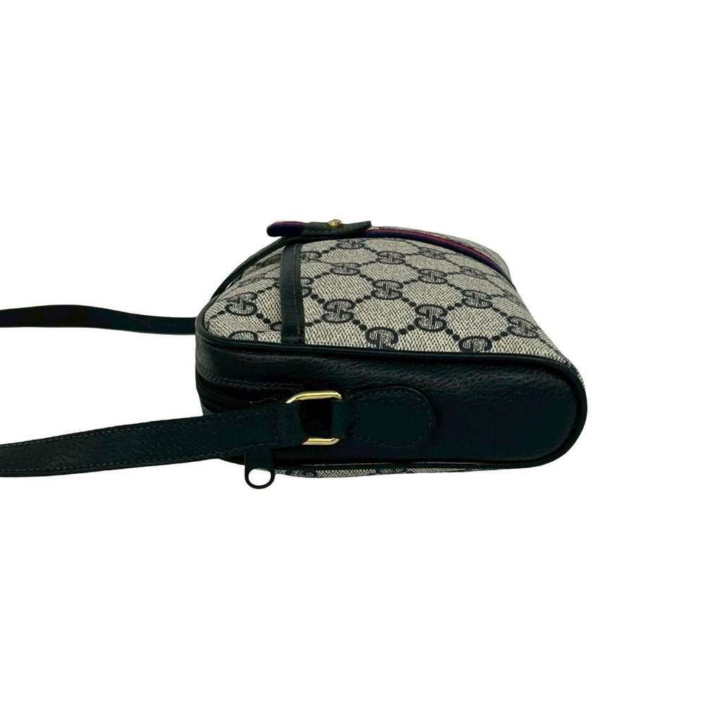 Gucci Vintage Sherry Line GG Logo Pattern Leather Shoulder Bag Navy — view 5