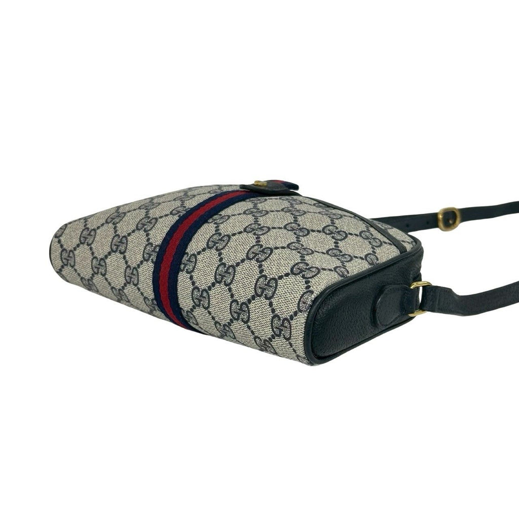 Gucci Vintage Sherry Line GG Logo Pattern Leather Shoulder Bag Navy — view 8