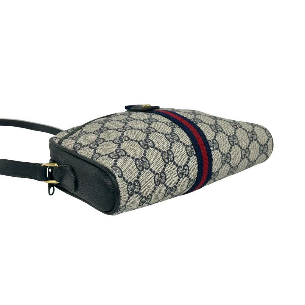 Gucci Vintage Sherry Line GG Logo Pattern Leather Shoulder Bag Navy — view 7