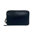 Prada Triangle Logo Saffiano Leather Clutch Pouch Navy — view 3