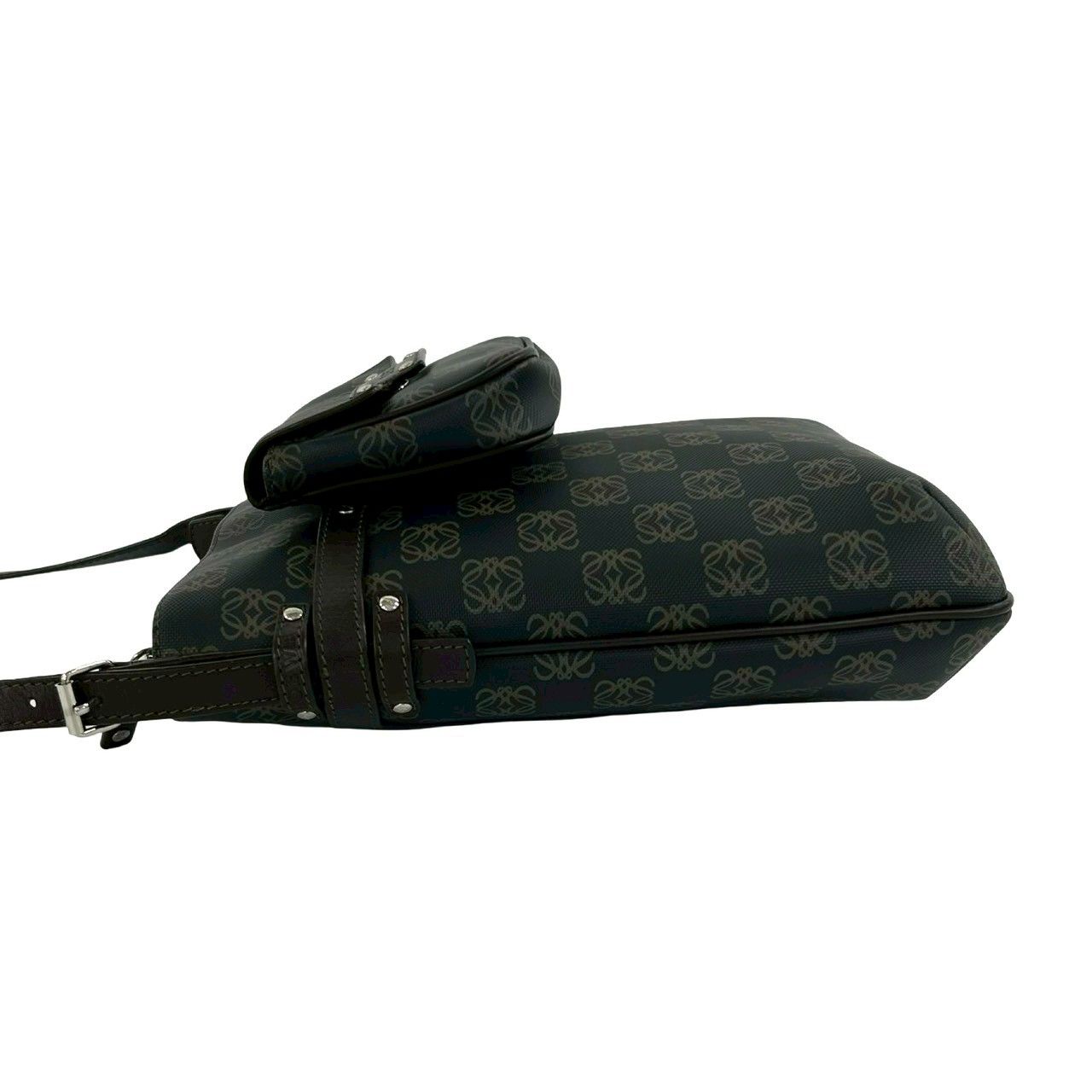 Loewe Anagram Pattern Logo Leather Shoulder Bag Pochette Crossbody Cross Brown — view 5