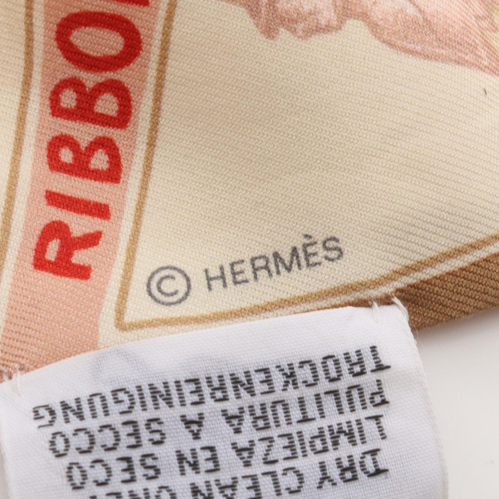 Hermes Scarf Twill Funny Ice Cream Ribbon Beige Silk — view 4