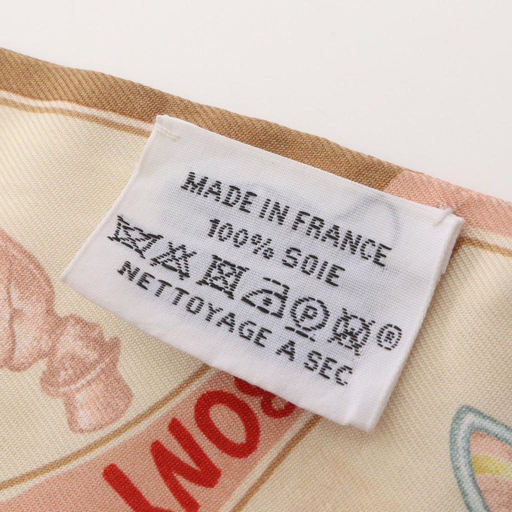 Hermes Scarf Twill Funny Ice Cream Ribbon Beige Silk — view 5
