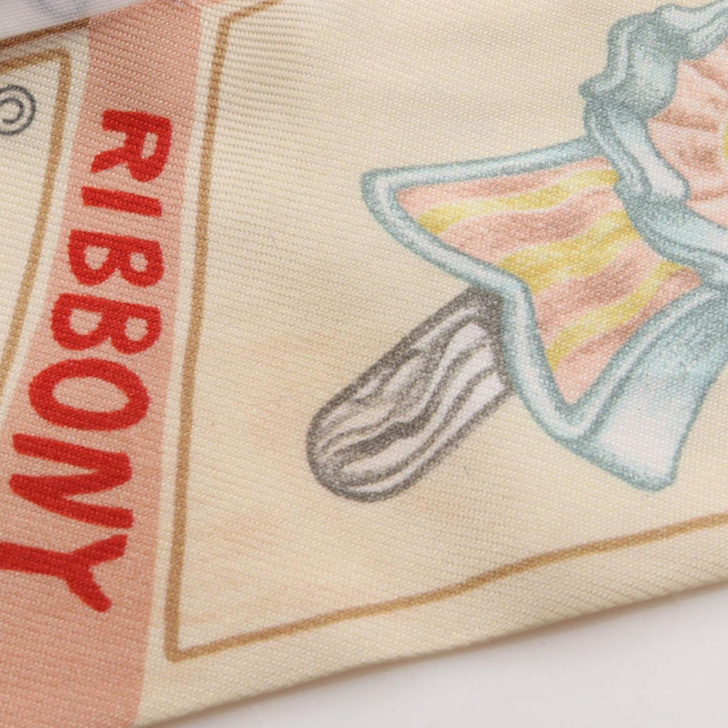 Hermes Scarf Twill Funny Ice Cream Ribbon Beige Silk — view 7