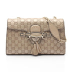 Gucci Shoulder Bag Emily Horsebit Guccissima Gold Leather Guccissima Chain