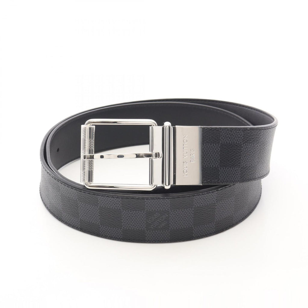 Louis Vuitton Belt Ceinture Damier Print 40 Graphite Silver Reversible Leather
