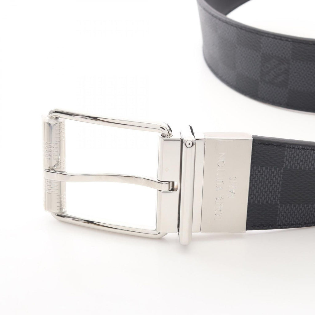 Louis Vuitton Belt Ceinture Damier Print 40 Graphite Silver Reversible Leather — view 2