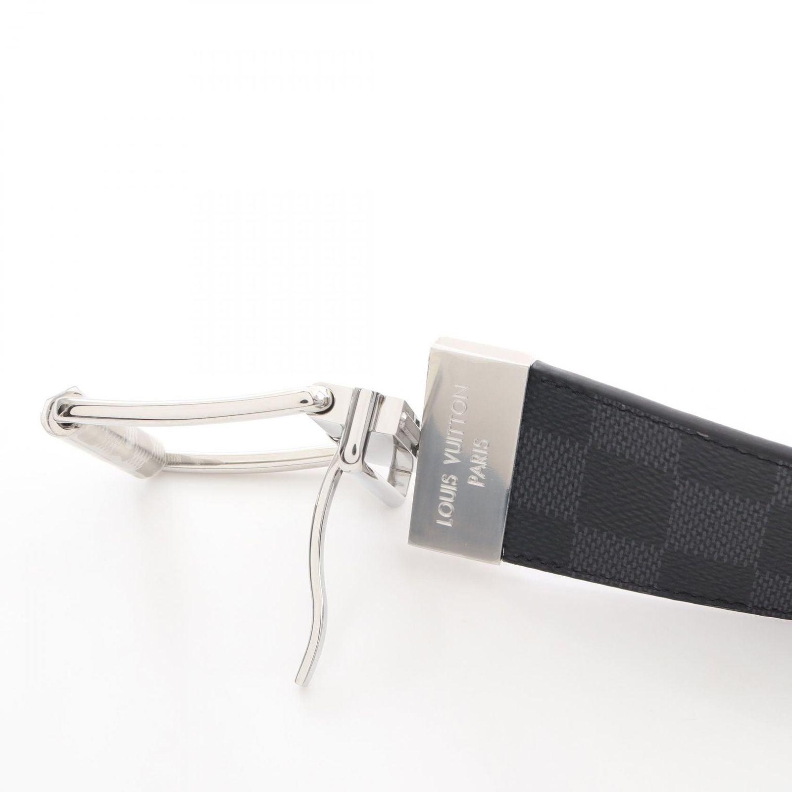 Louis Vuitton Belt Ceinture Damier Print 40 Graphite Silver Reversible Leather — view 7