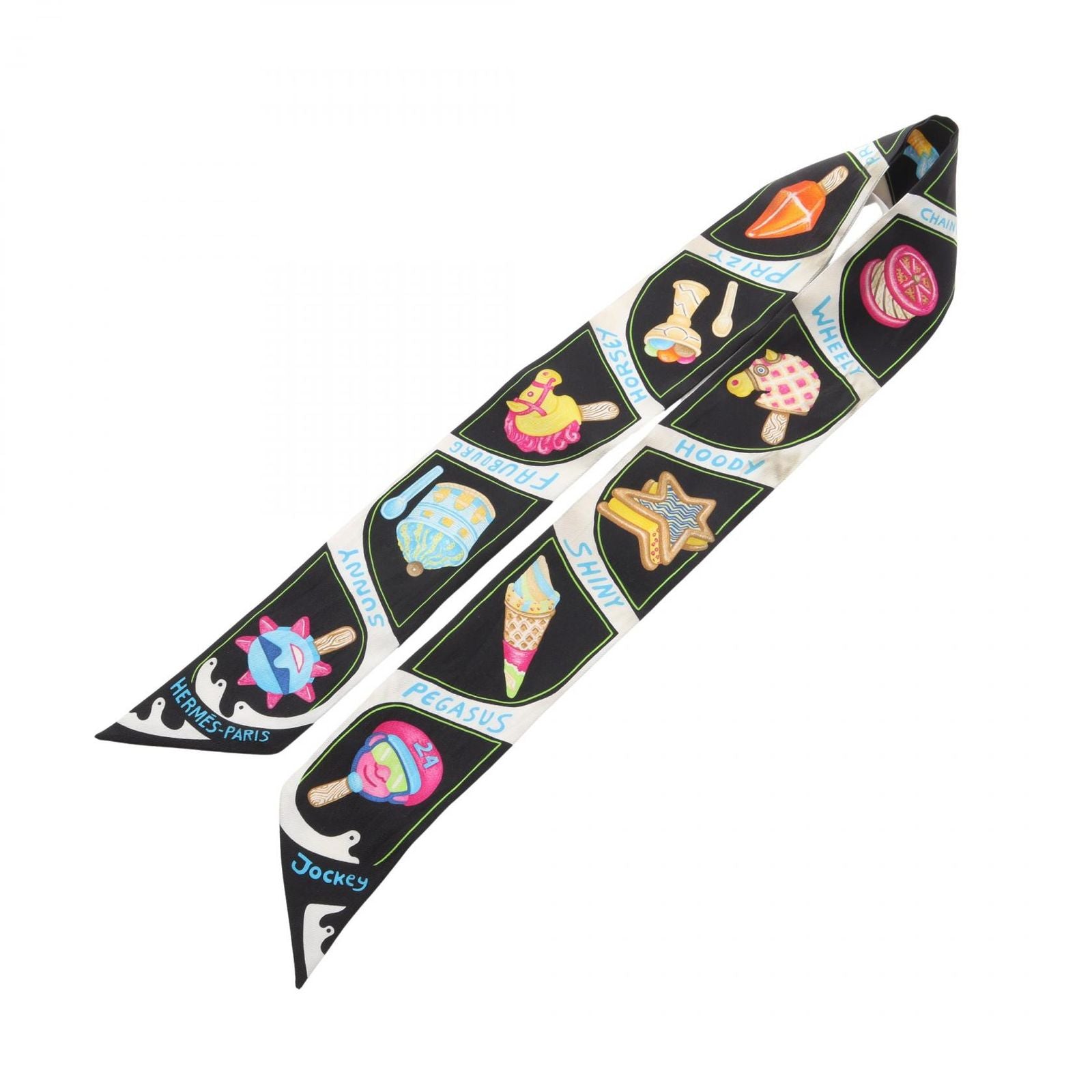 Hermes Scarf Twill Funny Ice Cream Ribbon Multicolor Silk — view 2