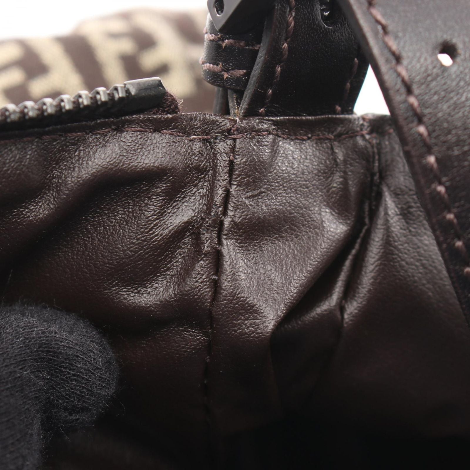 Fendi Handbag Zucchino Brown Beige Canvas Leather — view 7
