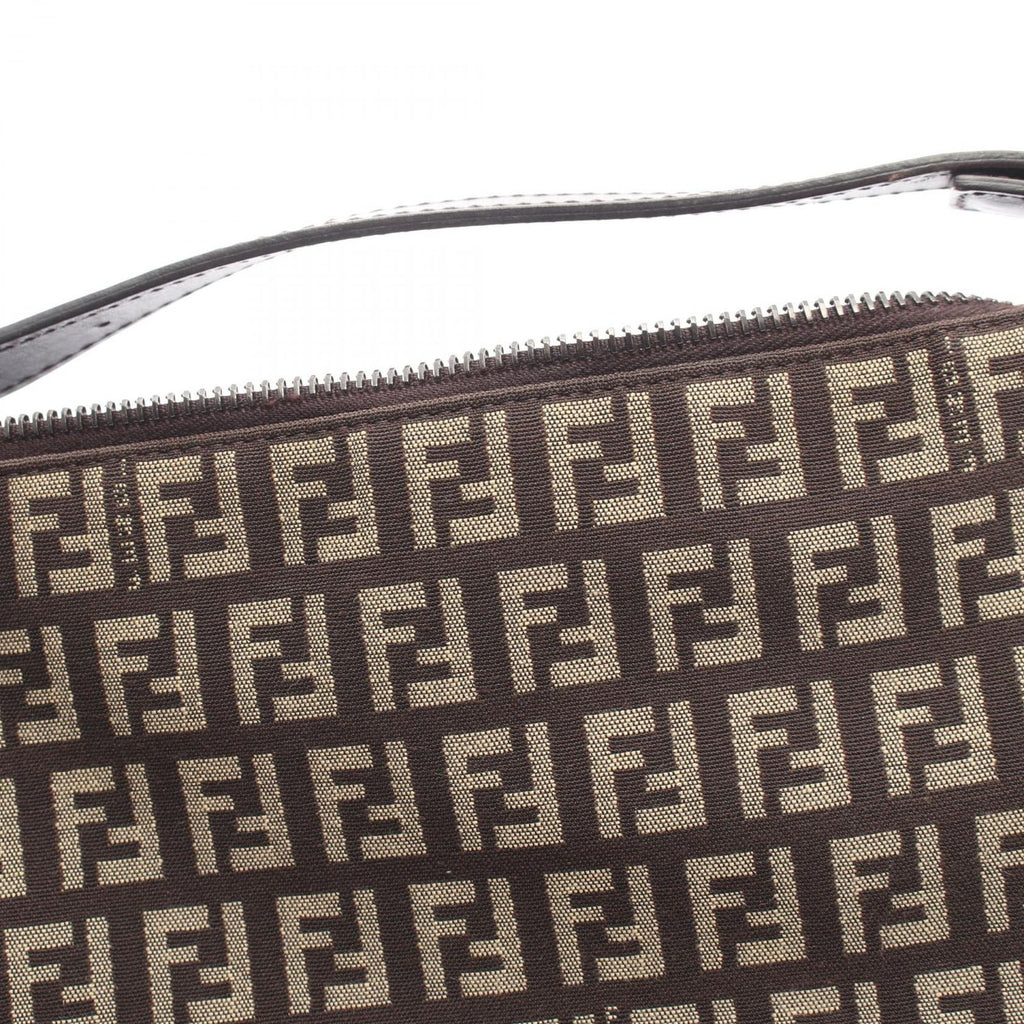 Fendi Handbag Zucchino Brown Beige Canvas Leather — view 6