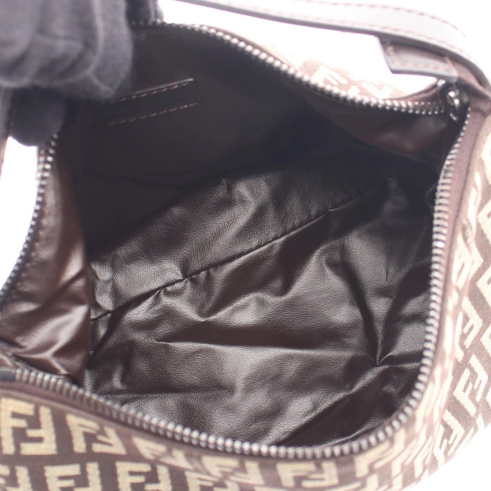 Fendi Handbag Zucchino Brown Beige Canvas Leather — view 3